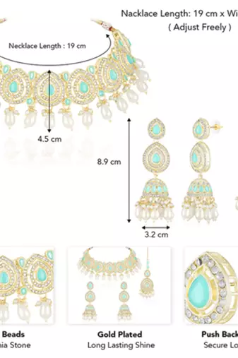 Necklace earrings & maangtikka set ethnic jewelry for women