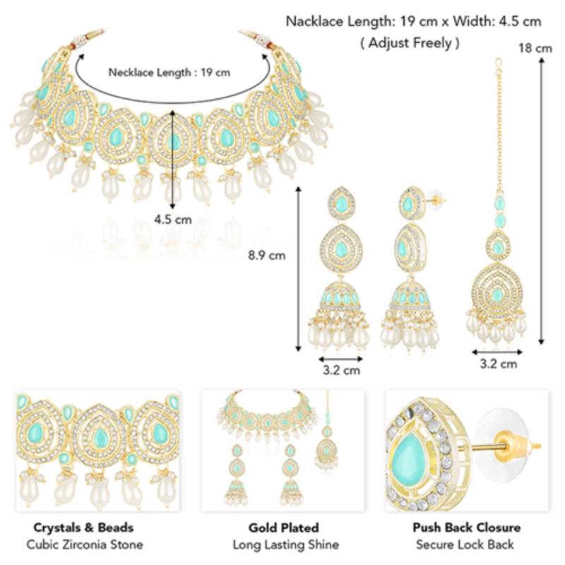 Necklace earrings & maangtikka set ethnic jewelry for women
