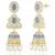 Blue cz crystals & beads studded necklace earrings & maangtikka set