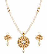 Certified Pearls Royal Floral Pendant Set with Gold Accents