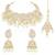Pink cz crystals & beads studded necklace earrings & maangtikka set