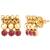 Gold plated rani pink choker long necklace and earrings set maharani