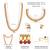 Gold plated rani pink choker long necklace and earrings set maharani