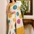 Cream embellished mirror work poly crepe designer saree