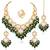Kundan & beads studded rani pink green necklace earrings maangtikka