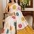 Cream embellished mirror work poly crepe designer saree