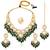 Kundan & beads studded rani pink green necklace earrings maangtikka