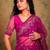 Pink ethnic motifs embroidered net sarees