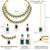 Cubic zirconia & synthetic stone studded 2 layer blue necklace