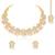 Gold plated white kundan & beads studded necklace earrings