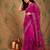 Pink ethnic motifs embroidered net sarees