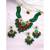 Women's green maroon synthetic stone, kundan & beads studded necklace dangle