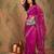 Pink ethnic motifs embroidered net sarees