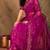 Pink ethnic motifs embroidered net sarees