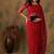 Red embroidered net sarees