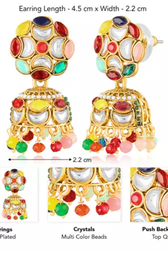 Multicolor jhumki earrings ethnic jewelry for women