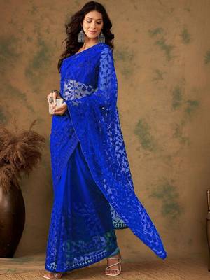 Blue embroidered  sarees 1