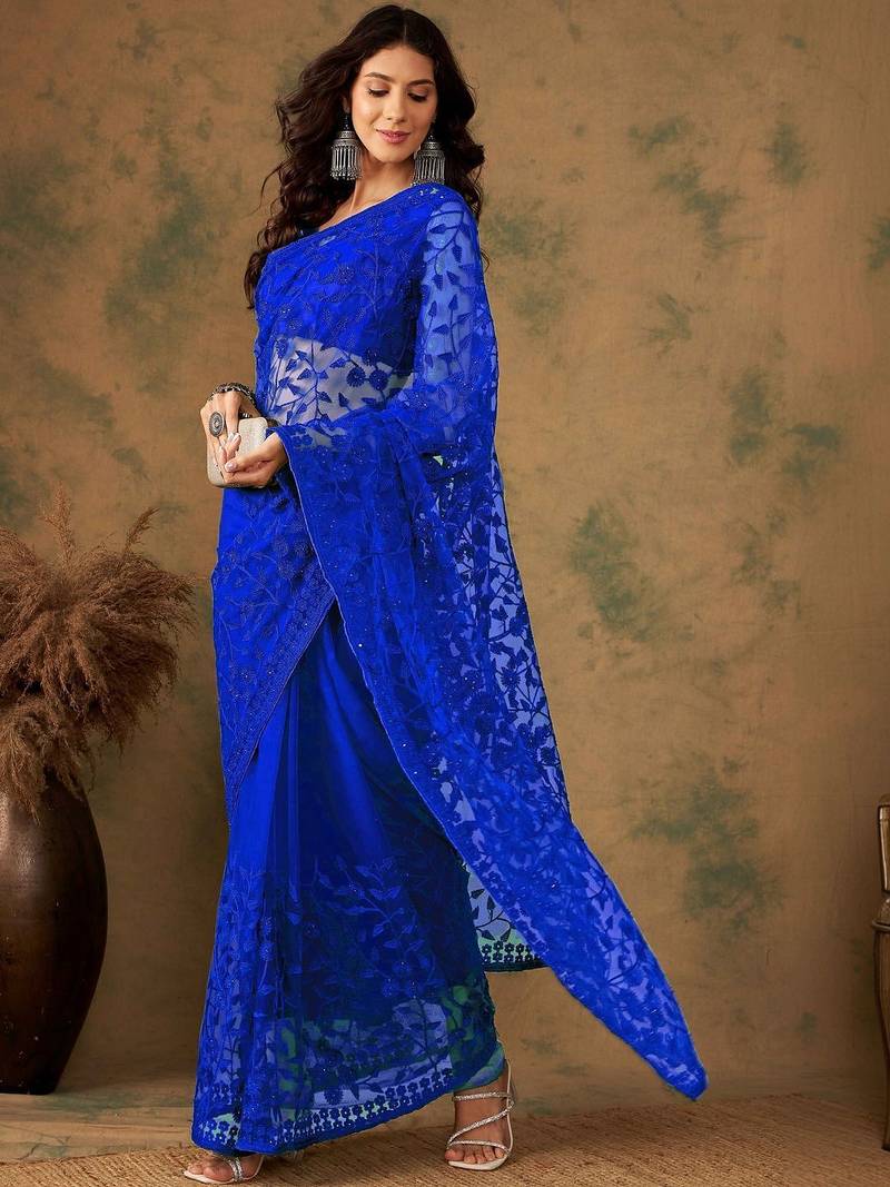 Blue embroidered  sarees