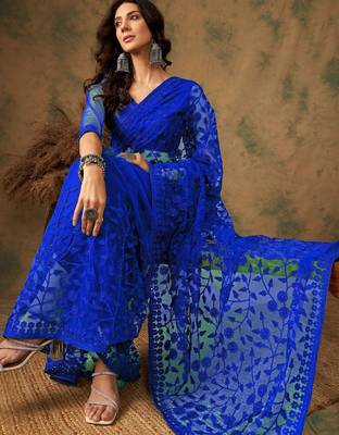 Blue embroidered  sarees 2