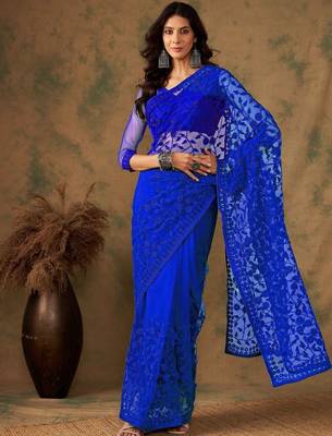 Blue embroidered  sarees 3