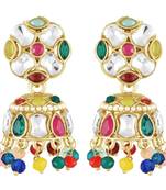 Multicolor crystals studded jhumki earringss ethnic jewelry for women