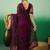 Burgundy embroidered saree