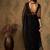 Black floral embroidered net saree
