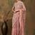 Peach peach-coloured floral embroidered net saree
