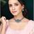 Women's silver toned rani pink green synthetic stone studded necklace dangle
