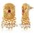 Rani pink green synthetic stone & beads studded necklace dangle