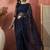 Navy blue embroidered saree with blouse piece
