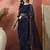 Navy blue embroidered saree with blouse piece