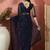 Navy blue embroidered saree with blouse piece