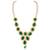 Green synthetic stone & beads studded necklace drop earrings
