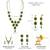 Green synthetic stone & beads studded necklace drop earrings