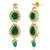 Green synthetic stone & beads studded necklace drop earrings