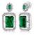 Women's silver toned cubic zirconia & green crystal studded drop earrings