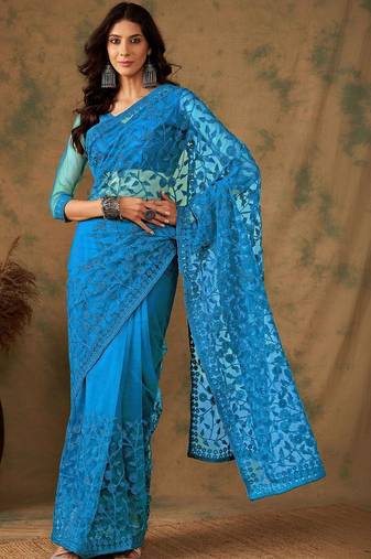 Blue embroidered  sarees
