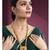 Red green synthetic stone studded long necklace earrings