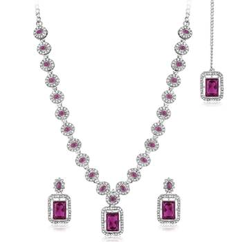 Silver plated purple synthetic stone & cubic zirconia studded 2
