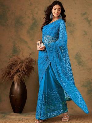 Blue embroidered  sarees 3