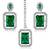Women's silver toned cubic zirconia & green crystal studded drop earrings