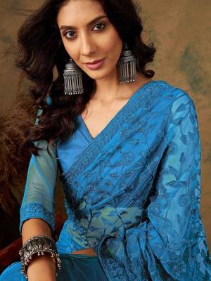 Blue embroidered  sarees 5