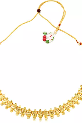 Women's choker necklace & floral stud earrings bharatanatyam jewelry set