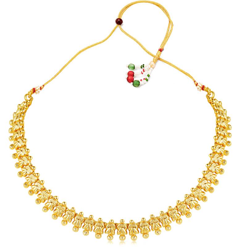 Women's choker necklace & floral stud earrings bharatanatyam jewelry set