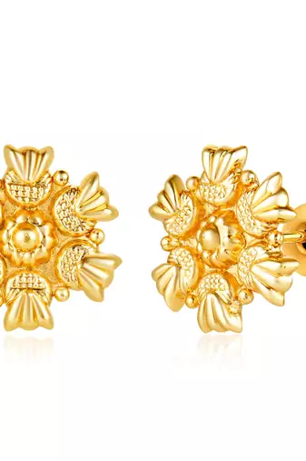 Women's choker necklace & floral stud earrings bharatanatyam jewelry set