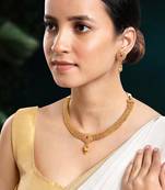 Women's gold rani pink faux stones studded necklace drop earrings