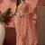 Peach women embroidered net saree with unstitched blouse