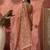 Peach women embroidered net saree with unstitched blouse