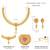 Women's gold rani pink faux stones studded necklace drop earrings